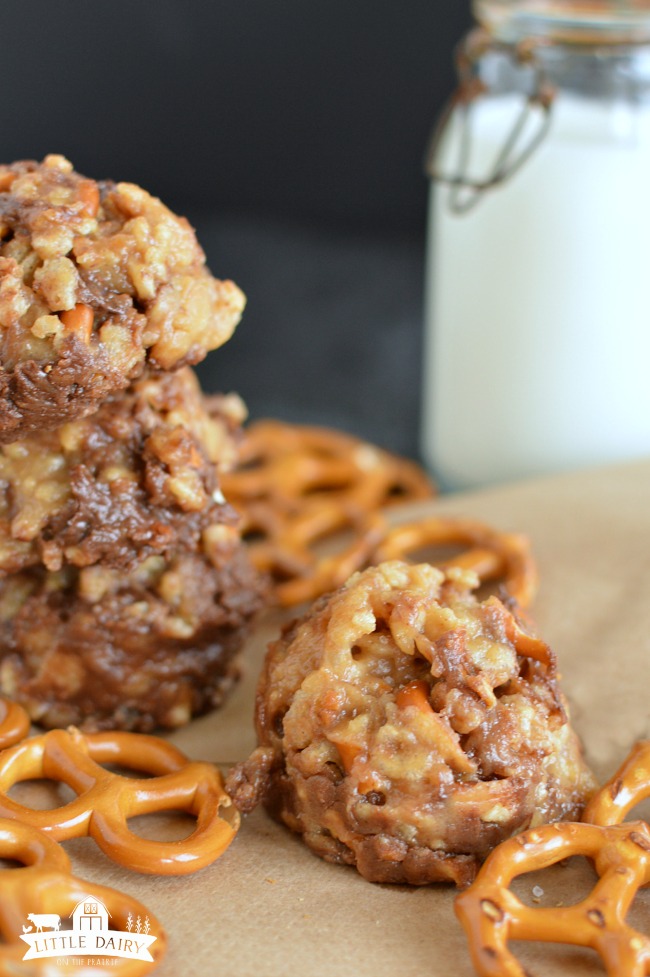 No-Bake Chocolate Peanut Butter Pretzel Cookies